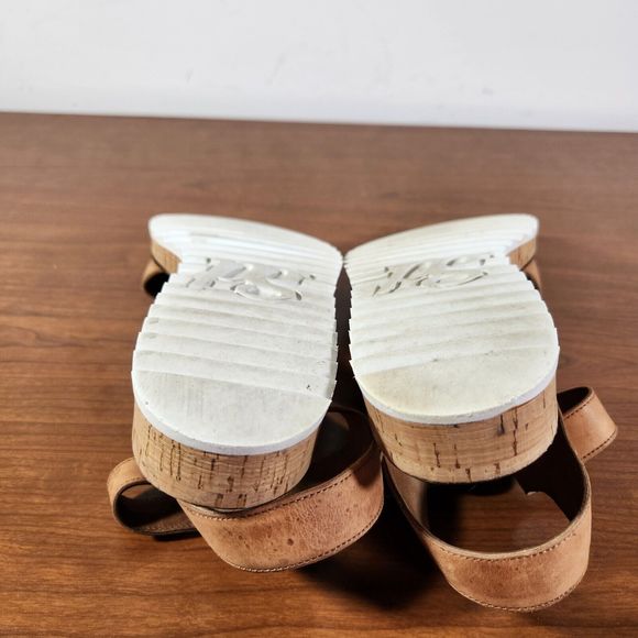 Paul Green Shoes Womens Size 7.5 UK  10 US Open Toe Leather Tan Sandal *FLAWS* - Picture 10 of 16